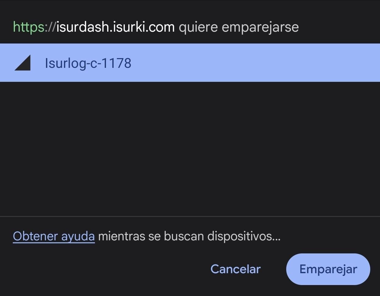 Browser pop-up window for Bluetooth pairing