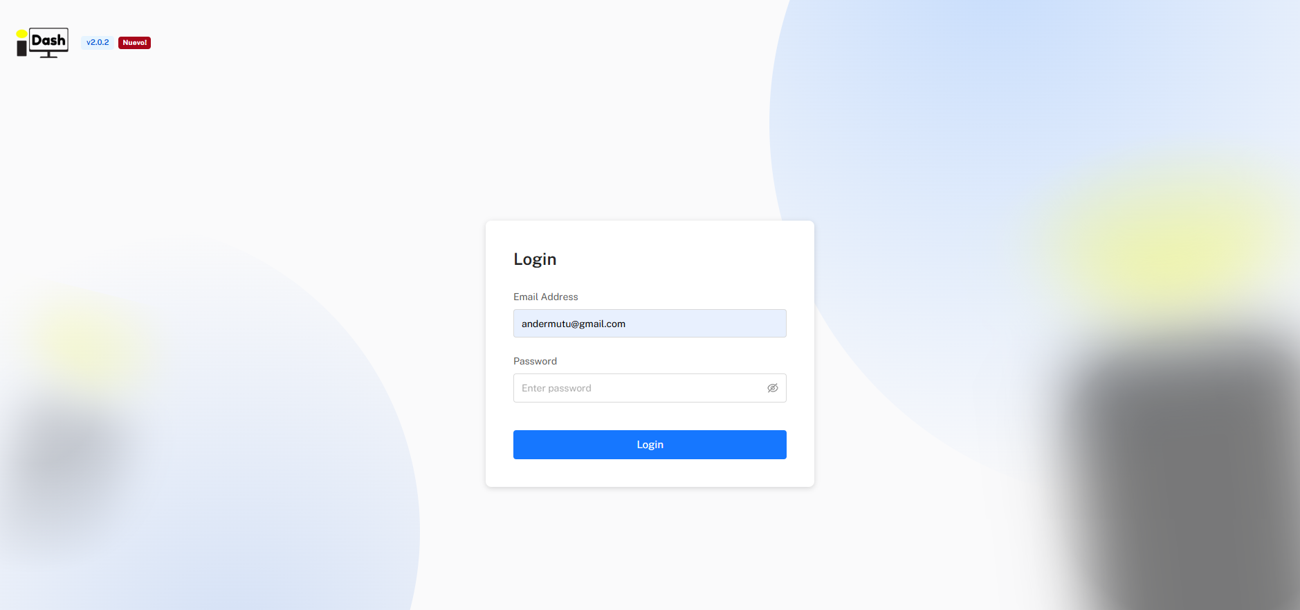 IsurDASH login screen