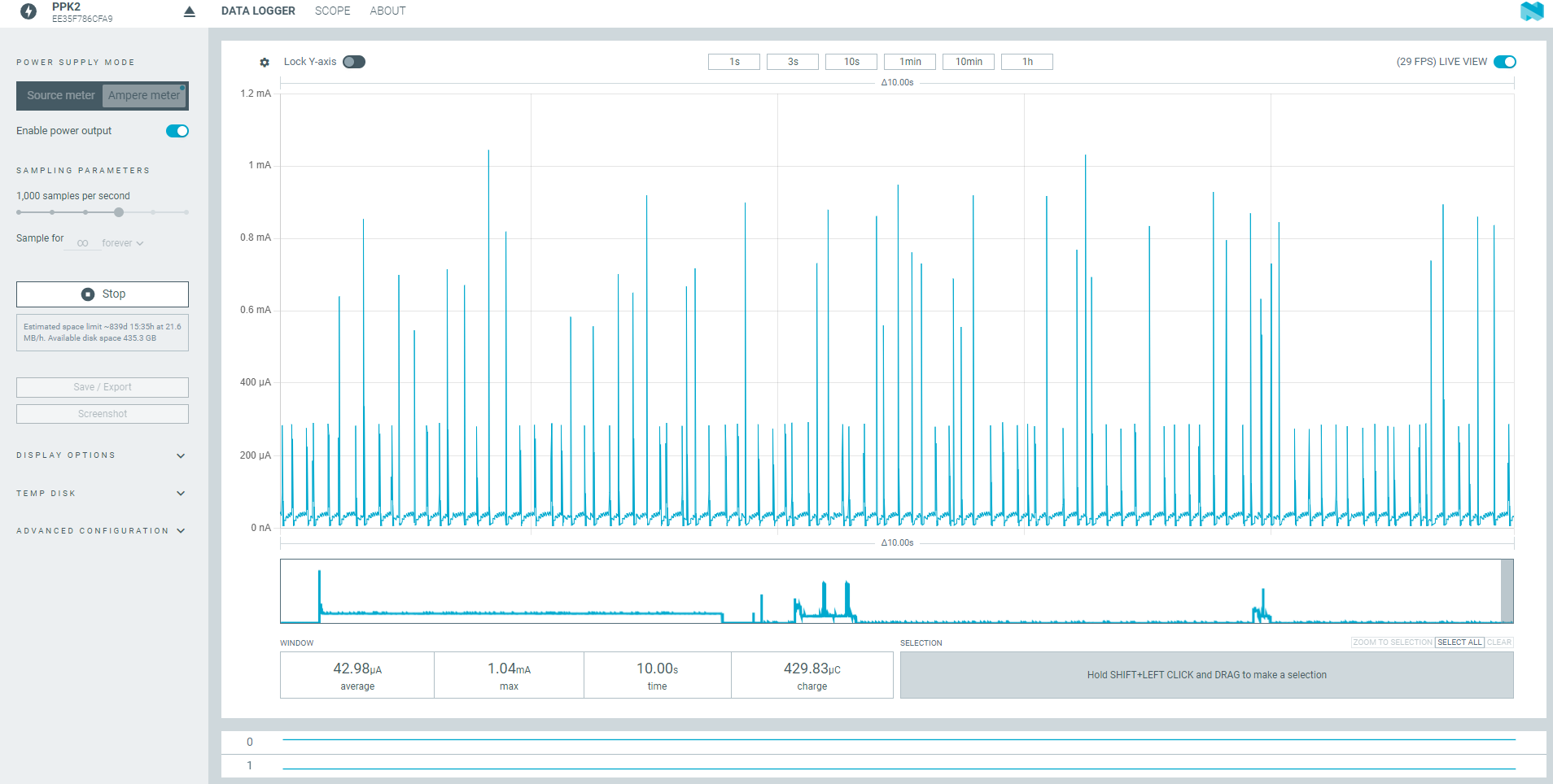 Corriente en reposo profundo — LoRaWAN